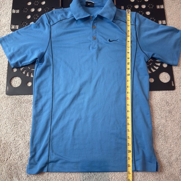 Nike Golf Mens Dri-FIT Polo Shirt Blue Short Sleeve Swoosh Size L - Picture 9 of 10